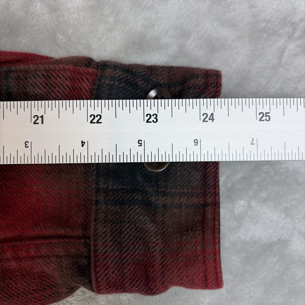 Banana Republic Flannel Shirt Mens L Red Black Plaid Button Down Cotton